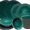 Tafelservice - Blaugrün - Keramik - Für 6 Personen - Mit Prägung -Haushaltswaren Store bf9bc562d8366ce3ae0d0ffc2d337288