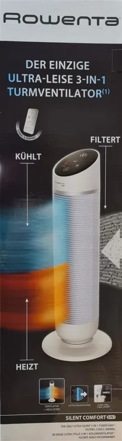 Rowenta HQ8120F0 Silent Comfort 3in1 Turmventilator Mit Smart-Technologie, Staubfilter, Ventilator & Heizung, 24h Startverzögerung, 10 Geschwindigkeitsstufen -Haushaltswaren Store c03020246a7e992e3069216fc577eb1f
