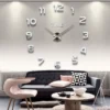 3D Wanduhren Wanduhr Groß Uhr Mute Decor Wandtattoo Modern Deko Geschenk Home Office Büro DIY Wohnwand Wohnzimmer Wand Decoration Design Schwarz Retoo -Haushaltswaren Store c0775579637a3b241841687cd926632c