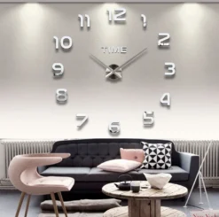 3D Wanduhren Wanduhr Groß Uhr Mute Decor Wandtattoo Modern Deko Geschenk Home Office Büro DIY Wohnwand Wohnzimmer Wand Decoration Design Schwarz Retoo