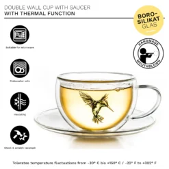 Creano 6er-Set Thermo-Tasses "Hummi" Für Tee/Latte Macchiato, Doppelwandig, Mit Kolibri-Muster | 250ml In Exklusiver Geschenkpackung -Haushaltswaren Store c0f9100687b6b7f1e8a6e4379c61a52c