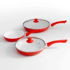 Pfannenset Keramik 5-tlg Bratpfannen Rot Neu -Haushaltswaren Store c17f5bd661d537fbe95893c789d49c8a