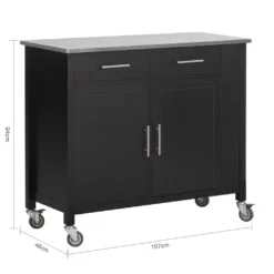 SoBuy FKW108-SCH Design Küchenwagen Mit Edelstahlplatte Kücheninsel Küchenschrank Rollwagen Sideboard Servierwagen Schwarz BHT Ca.: 107x94x46cm -Haushaltswaren Store c2626c116329ee024f5f2de98f09b68a