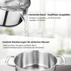 Topf-Set Topfset Induktion 10-teilig Edelstahl Kochtopf Set Mit Glasdeckel Edelstahl 18/10, Unbeschichtet Für Gas, Elektro, Halogen, Induktionsherde -Haushaltswaren Store c3279c9067c8af357baed8356002fdbf