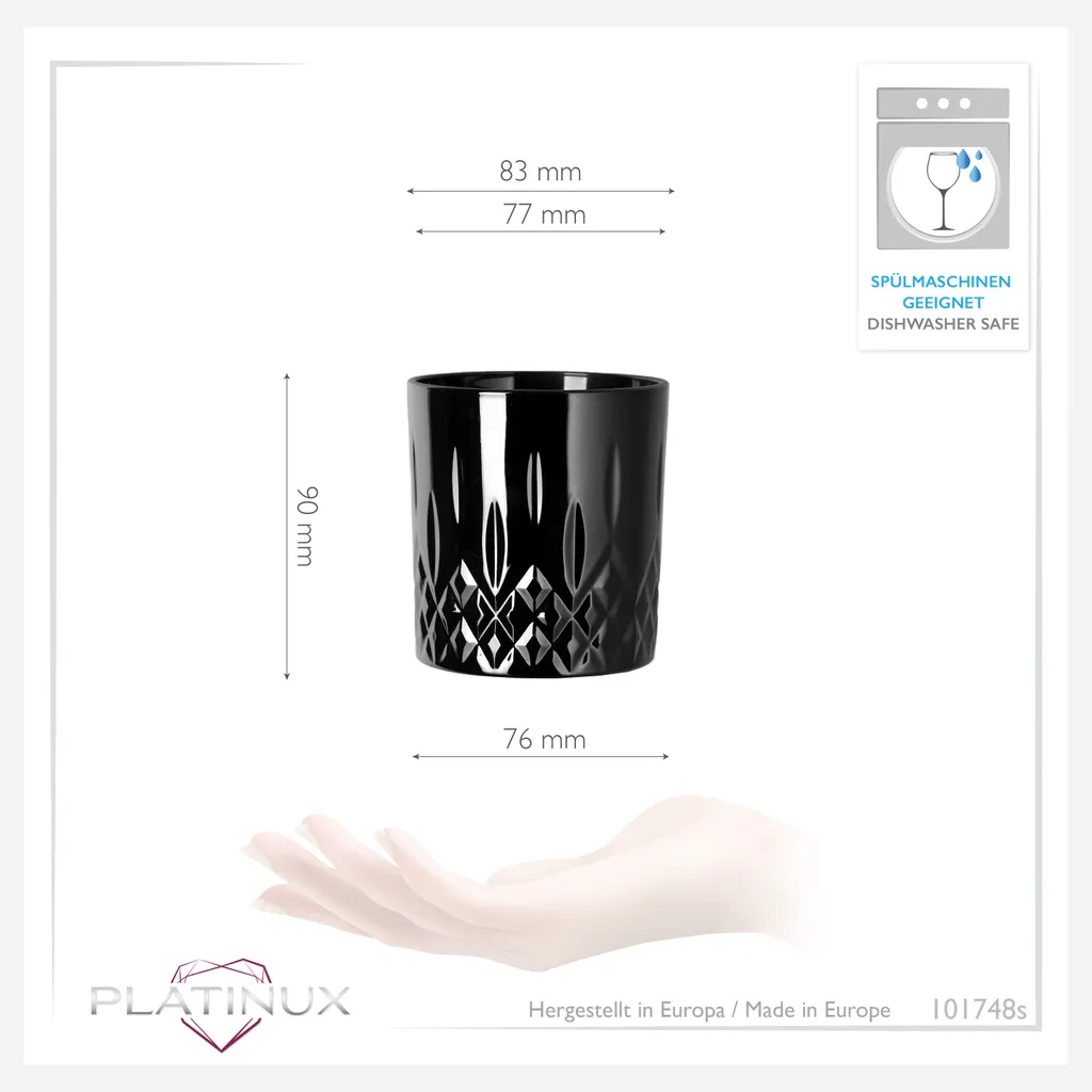 Schwarze Trinkgläser Mit Diamant Muster Aus Glas 250ml (max. 300ml) Gläser Whiskeygläser 7 Schwarze Trinkgläser Mit Diamant Muster Aus Glas 250ml (max. 300ml) Gläser Whiskeygläser – Bild 5