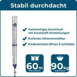 BLOME Wäschespinne Standard Medium Plus - Inkl. Bodenhülse Mit Deckel, Wäscheschirm Mit 60m Wäscheleine, Hochwertig & Stabil, Germany 11 BLOME Wäschespinne Standard Medium Plus - Inkl. Bodenhülse Mit Deckel, Wäscheschirm Mit 60m Wäscheleine, Hochwertig & Stabil, Germany -Haushaltswaren Store c3fb97b363df78b5dd8fd77aacc7ad94