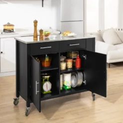 SoBuy FKW108-SCH Design Küchenwagen Mit Edelstahlplatte Kücheninsel Küchenschrank Rollwagen Sideboard Servierwagen Schwarz BHT Ca.: 107x94x46cm -Haushaltswaren Store c45a3ab935c1df19c12bc322b6b504ff