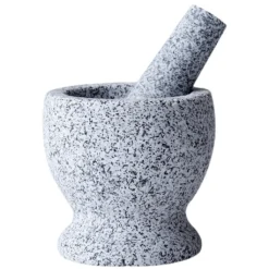 Granit-Mörser-Set Mit Schutzboden, Holzlöffel Und Gratis EBook – Mörser Und Stößel Aus Stabilem Und Geruchlosem Granit – Gewürzmörser,klein