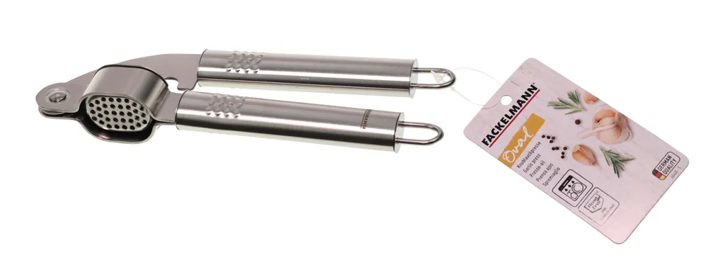 Fackelmann Knoblauchpresse OVALGRIFF, Praktischer Küchenhelfer Aus Rostfreiem Edelstahl, Knoblauchschneider Mit Ergonomischem Griff (Farbe: Silber), Menge: 1 Stück 4 Fackelmann Knoblauchpresse OVALGRIFF, Praktischer Küchenhelfer Aus Rostfreiem Edelstahl, Knoblauchschneider Mit Ergonomischem Griff (Farbe: Silber), Menge: 1 Stück – Bild 2