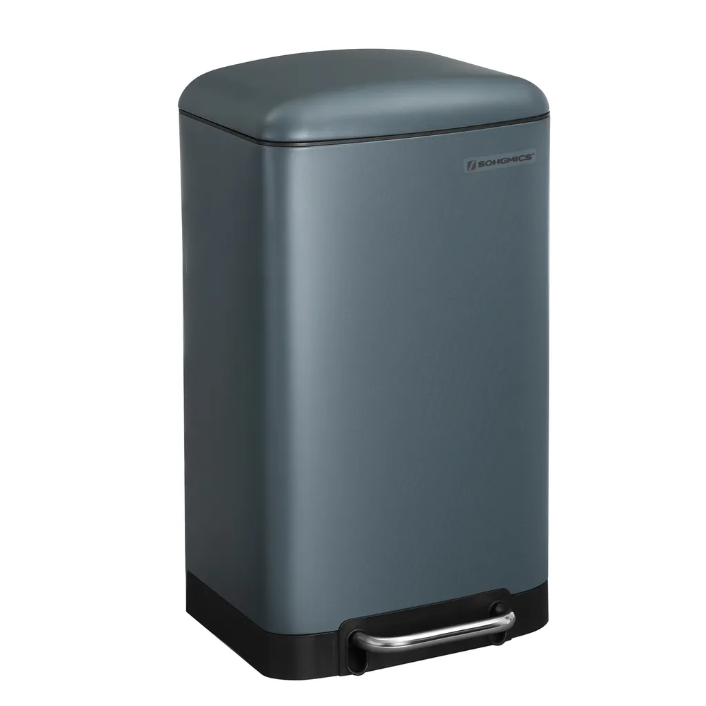 SONGMICS Mülleimer, 30 Liter Abfalleimer, Treteimer Aus Stahl, Mit Inneneimer Und Deckel, Softclose, Luftdicht Rauchgrau LTB01GS 3 SONGMICS Mülleimer, 30 Liter Abfalleimer, Treteimer Aus Stahl, Mit Inneneimer Und Deckel, Softclose, Luftdicht Rauchgrau LTB01GS