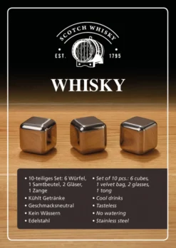 Whisky Geschenk-Set Mit 2 Gläsern, Eiswürfeln Aus Edelstahl, Zange, Samtbeutel In Einer Schönen Holzbox -Haushaltswaren Store c5ae1d537772871b0c96b70aed3fde12