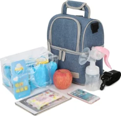 Muttermilch-Kühltasche Mit Kühlakkus, Doppellagig, Passend Für 3 Flaschen, Bis Zu 255 Ml, Für Stillen, Muttermilch, Pumpbeutel, Rucksack ,Denim Blue -Haushaltswaren Store c6594202786d1af8ec375807fd2fa80e