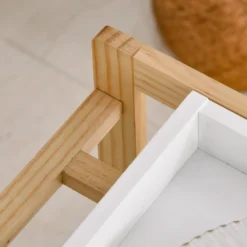 HOMCOM Küchenwagen, Küchenrollwagen, Servierwagen Mit Ablage, Abnehmbares Tablett Kiefer Weiß+Natur 40 X 30 X 76 Cm 15 HOMCOM Küchenwagen, Küchenrollwagen, Servierwagen Mit Ablage, Abnehmbares Tablett Kiefer Weiß+Natur 40 X 30 X 76 Cm -Haushaltswaren Store c79b3790da9464025b5dbddfdbb35eaa