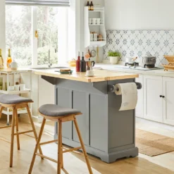 SoBuy FKW71-HG Kücheninsel Küchenwagen Mit Erweiterbarer Arbeitsplatte Küchenschrank Servierwagen Holz BHT Ca.: 115x92x46-71cm -Haushaltswaren Store c7a7bebcacc5a13fee1f0881dc57ed19