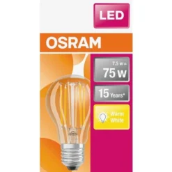 Osram LED Filament Leuchtmittel Retrofit Birnenform 8W = 75W E27 Klar Warmweiß 2700K FS -Haushaltswaren Store c7f873d4b21fceeb335dbca25ef82ad8