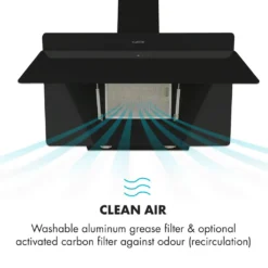 Klarstein Aurica 90 Dunstabzugshaube - Wandabzugshaube, Abzugshaube Zum Wandanbau, 90 Cm, 165 W, 620 M³/h Abluftleistung, 3 Leistungsstufen, Zuschaltbares Licht, Inkl. Montagematerial, Schwarz [Energieklasse B] -Haushaltswaren Store c8284714c0eec4175c2bf5c26a2a6bbe