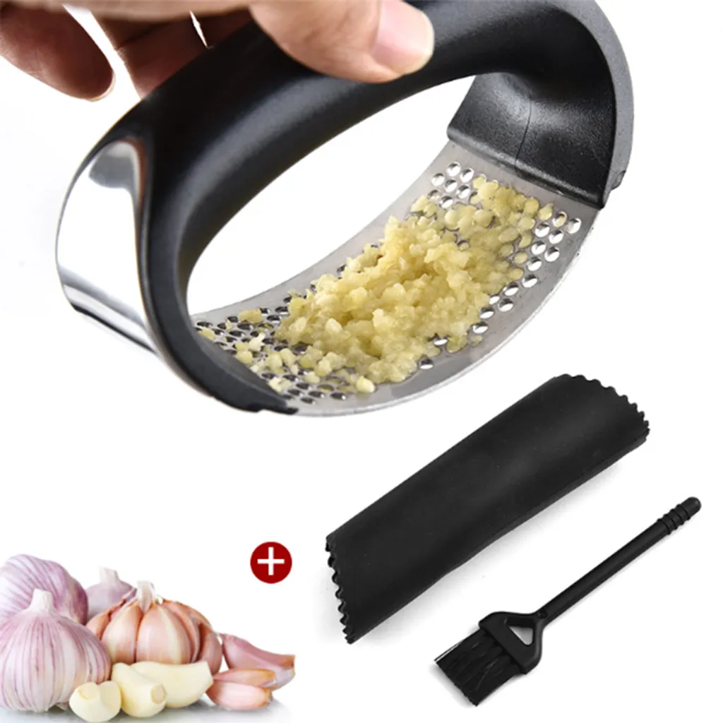Garlic Press Knoblauchpresse Edelstahl Rostfrei, Knoblauchschneider Spülmaschinenfest Küchenhelfer Mit Silikon Schäler Und Ingwerpresse Bürste 3 Garlic Press Knoblauchpresse Edelstahl Rostfrei, Knoblauchschneider Spülmaschinenfest Küchenhelfer Mit Silikon Schäler Und Ingwerpresse Bürste