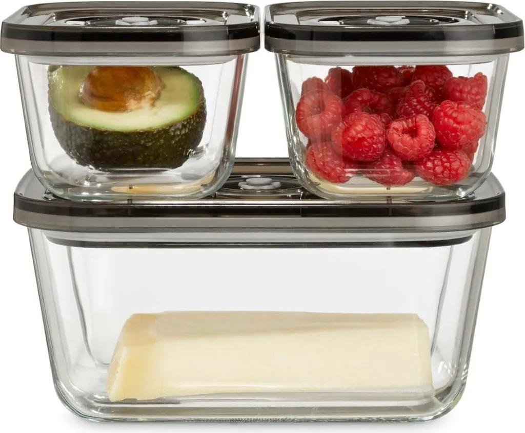 Caso Vakuum-Frischebehälter 3er Set - Für Platzsparende Aufbewahrung (1er Pack) 4 Caso Vakuum-Frischebehälter 3er Set - Für Platzsparende Aufbewahrung (1er Pack) – Bild 2
