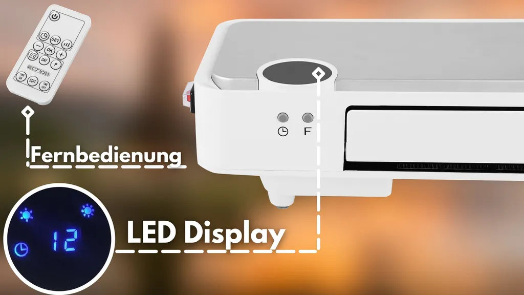 Echos Keramik Heizlüfter | Mit Fernbedienung | 2 Leistungsstufen (1000, 2000 W) | Wandmontage Möglich | 12 Echos Keramik Heizlüfter | Mit Fernbedienung | 2 Leistungsstufen (1000, 2000 W) | Wandmontage Möglich | – Bild 10