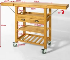 SoBuy FKW25-N Servierwagen Aus Hochwertigem Bambus Küchenwagen Küchenregal Rollwagen BHT Ca: 65 (95/125) X92x40cm -Haushaltswaren Store c9d7787c13ca22cde7cc6e768fa41da9