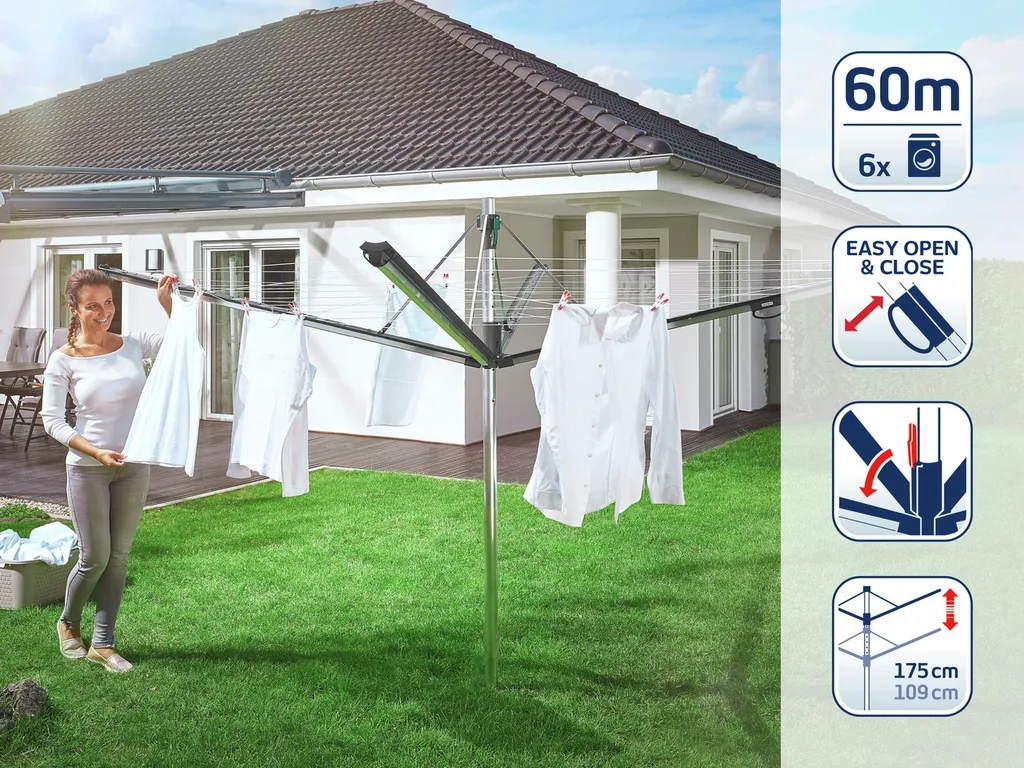 Leifheit Wäschespinne Linomatic 600 Plus (anthrazit) 5 Leifheit Wäschespinne Linomatic 600 Plus (anthrazit) – Bild 3