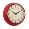 LS-LebenStil Nostalgische Metall Wanduhr Rot 23cm Vintage Küchenuhr Bürouhr Retro Look
