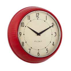 LS-LebenStil Nostalgische Metall Wanduhr Rot 23cm Vintage Küchenuhr Bürouhr Retro Look