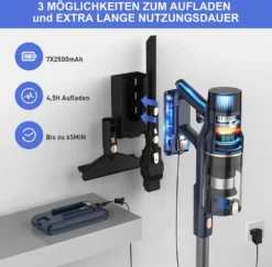 VICSONIC S7 Akku Staubsauger, 30000PA/480W Starke Saugleistung Staubsauger Kabellos Bis Zu 65 Min Laufzeit, 7-in-1 Staubsauger Beutellos, Smartes Touch Display, 180 ° Faltbar, 4 Leistungstufe, Blau 18 VICSONIC S7 Akku Staubsauger, 30000PA/480W Starke Saugleistung Staubsauger Kabellos Bis Zu 65 Min Laufzeit, 7-in-1 Staubsauger Beutellos, Smartes Touch Display, 180 ° Faltbar, 4 Leistungstufe, Blau -Haushaltswaren Store cd3f58d17b3a9259e4abf975daab383d