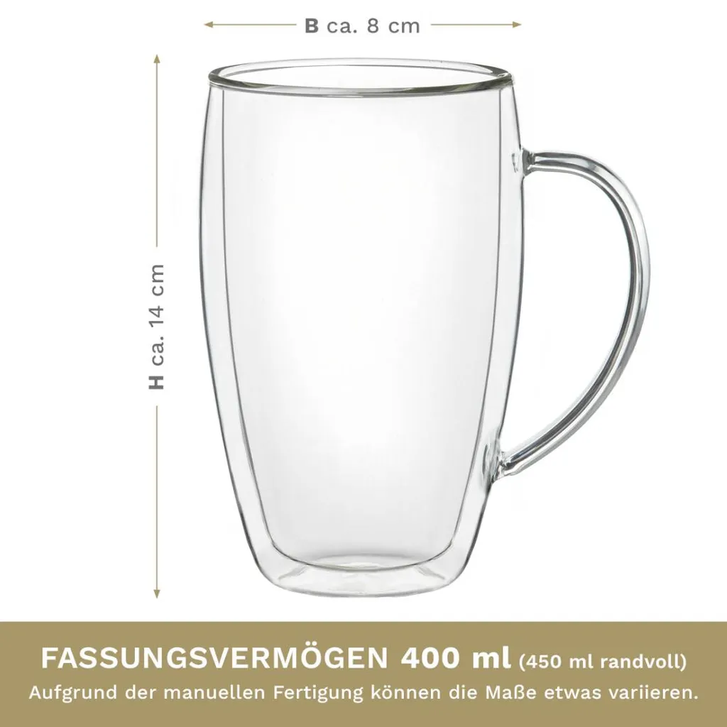 Thermoglas Mit Henkel „DG-SHH“ 400 Ml,4er Set 8 Thermoglas Mit Henkel „DG-SHH“ 400 Ml,4er Set – Bild 6