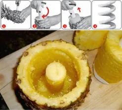 Edelstahl Ananasschneider Ananasschäler Spiralschneider Ananasteiler Zerkleinerer Spiralschäler Entkerner Ananas Obstteiler -Haushaltswaren Store d040780477b261b7132d8b7e2213e5dc