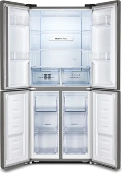Hisense RQ515N4AC2 Cross Door Kühl-Gefrierkombination - NoFrostPlus - Multi Air Flow - SuperCool - Langlebiger Inverter - LED Display - Nettofassungsvermögen 427 L: Kühlteil 265 L / Gefrierteil 129 L - Super Cool - Edelstahl – Optik -Haushaltswaren Store d09bda1910e7ba72c77cfc3dee70f99e