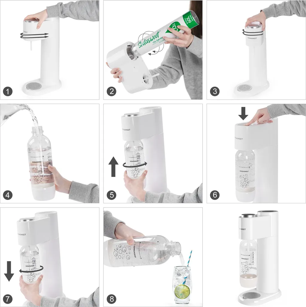 SODASWEET Wassersprudler-Set, Sodawasser Maschine Soda Maker Mit 1x CO2 Zylinder(425g Kohlensäure Für 60L Wasser), 1x 1L PET-Flasche, Ideal Für Zuhause, Bar, Restaurant Usw. 6 SODASWEET Wassersprudler-Set, Sodawasser Maschine Soda Maker Mit 1x CO2 Zylinder(425g Kohlensäure Für 60L Wasser), 1x 1L PET-Flasche, Ideal Für Zuhause, Bar, Restaurant Usw. – Bild 4