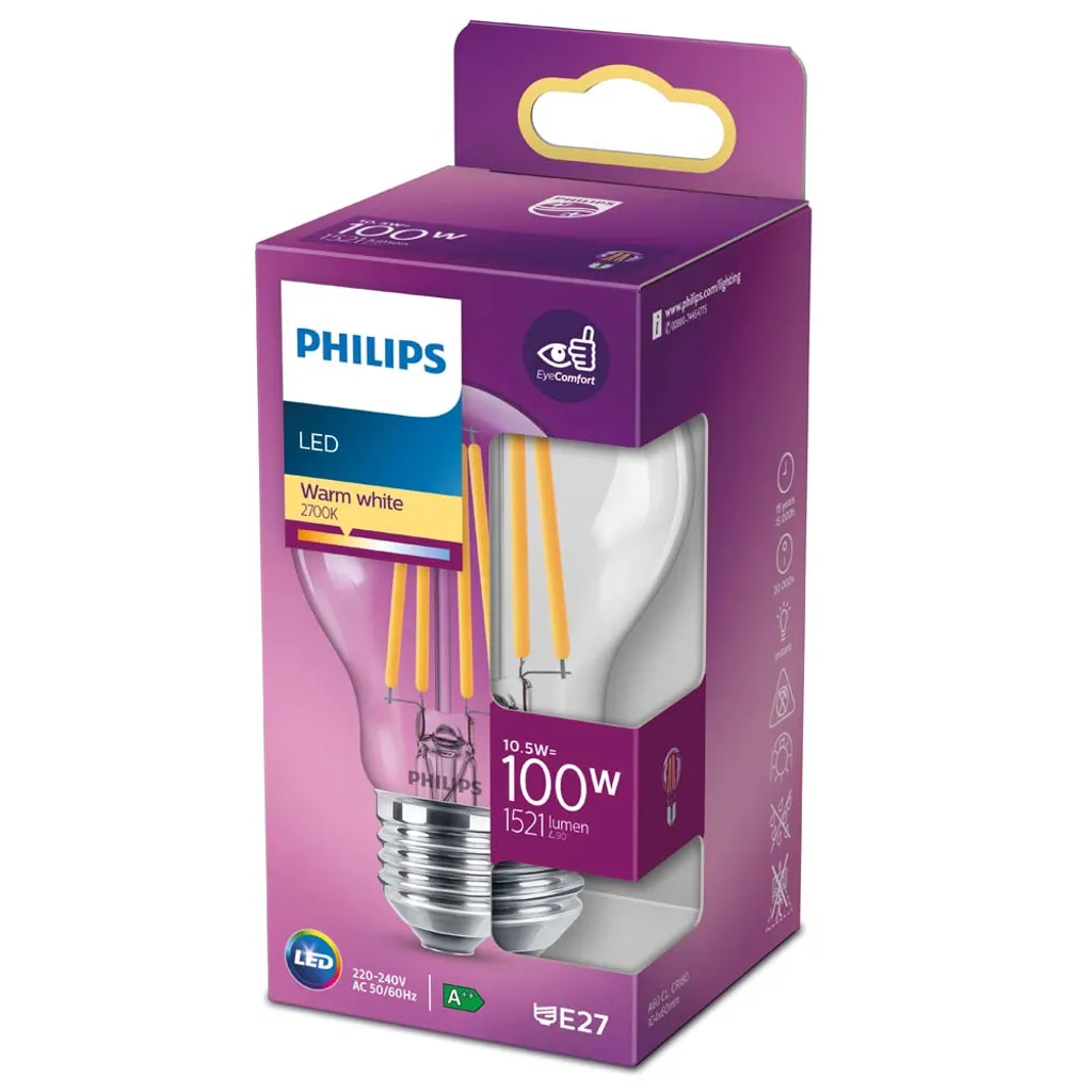 Philips LED Classic 100W E27 WW A60 CL ND SRT4 Licht LED-Standardlampe Warmweiss 4 Philips LED Classic 100W E27 WW A60 CL ND SRT4 Licht LED-Standardlampe Warmweiss – Bild 2