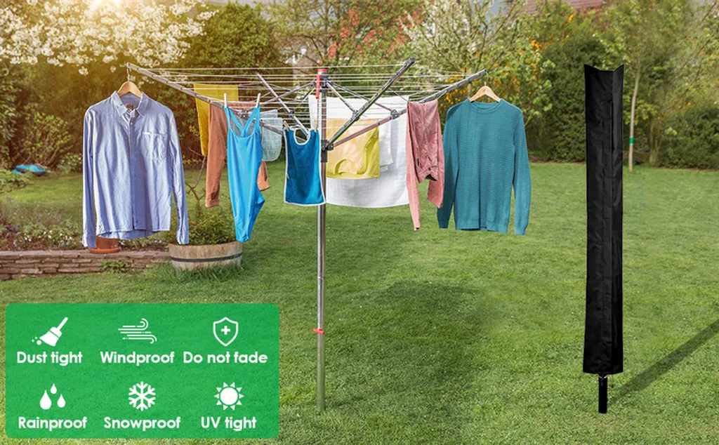 EINFEBEN Waeschespinne Wäschespinnen Schutzhuelle Mit Hochdichter Oxford PVC-Beschichtung Mit Reissverschluss & Kordelzug Wasserdichte Stoff Huelle Fuer Waeschespinne Abdeckung Extrem Wasserabweisendes 168 X 28cm Schwarz 5 EINFEBEN Waeschespinne Wäschespinnen Schutzhuelle Mit Hochdichter Oxford PVC-Beschichtung Mit Reissverschluss & Kordelzug Wasserdichte Stoff Huelle Fuer Waeschespinne Abdeckung Extrem Wasserabweisendes 168 X 28cm Schwarz – Bild 3