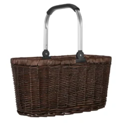 Einkaufskorb Geflochtene Weide 22 L Dunkelbraun Alurahmen - Braun