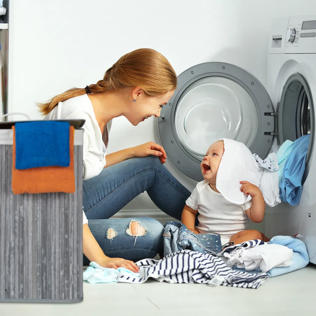 Relaxdays 1 X Wäschekorb Bambus Mit 2 Fächern Grau 4 Relaxdays 1 X Wäschekorb Bambus Mit 2 Fächern Grau – Bild 2