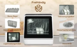 Puluomis Geschirrspüler 5L Geschirrspülmaschine Mini Spülmaschine Tischgeschirrspüler 45cm Freistehend, Funktioniert Mit/ohne Wasseranschluss, Kompakt, Für Büro, Kleine Wohnung, Camping, Wohnwagen, Weiß 27 Puluomis Geschirrspüler 5L Geschirrspülmaschine Mini Spülmaschine Tischgeschirrspüler 45cm Freistehend, Funktioniert Mit/ohne Wasseranschluss, Kompakt, Für Büro, Kleine Wohnung, Camping, Wohnwagen, Weiß -Haushaltswaren Store d47b1fd6d5655c7231e2d530bf52994a
