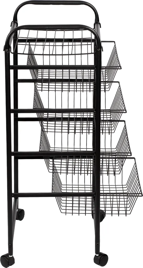 Küchenwagen ’Rudbjerg’ Mit 4 Gitterkörben Metall Schwarz 7 Küchenwagen ’Rudbjerg’ Mit 4 Gitterkörben Metall Schwarz – Bild 5