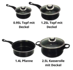 Prima Pfannenset 7-teilig – Kleine Pfannen – Schwarz – Antihaftbeschichtung – Kochset – Mit Deckel – Kochtöpfe – Soßenpfanne – Geschenk Für Mann Und Frau 9 Prima Pfannenset 7-teilig – Kleine Pfannen – Schwarz – Antihaftbeschichtung – Kochset – Mit Deckel – Kochtöpfe – Soßenpfanne – Geschenk Für Mann Und Frau -Haushaltswaren Store d570d1d538b6c42b66bf88029f107ab1