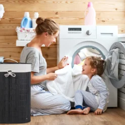 Relaxdays Bambus Wäschekorb Oval -Haushaltswaren Store d62befa96bcdada6347826d685a9f823