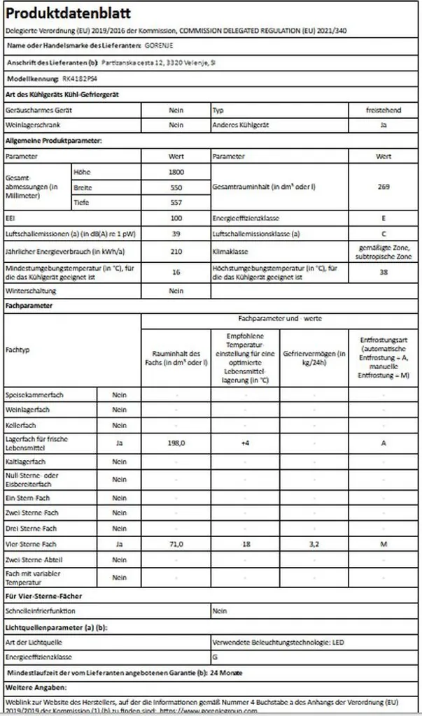 Gorenje - RK4182PS4 - Kühl-Gefrier-Kombination - 269 Liter Gesamtvolumen - LED-Innenbeleuchtung - CrispZone - Türanschlag Wechselbar - Freistehend 6 Gorenje - RK4182PS4 - Kühl-Gefrier-Kombination - 269 Liter Gesamtvolumen - LED-Innenbeleuchtung - CrispZone - Türanschlag Wechselbar - Freistehend – Bild 4