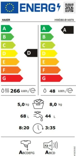 Haier - HWD80-B14979U1 - Waschtrockner - WiFi - 8/5 Kg - A-WARE -Haushaltswaren Store d77afab568ab99d7c13a27bd87e84592