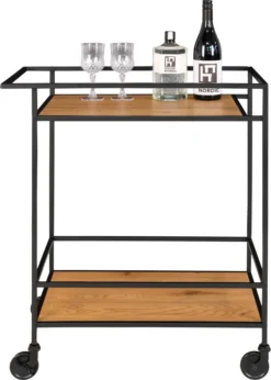 Moderner Bar-Rollwagen Barwagen LEVEN Schwarz + Eiche-Look Regalböden -Haushaltswaren Store d800e912ddf2e7fe223701af4af04ab8