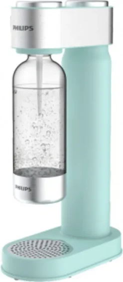 PHILIPS AQUA Soda Maker Wassersprudler + 425 G CO²-Zylinder + 1 PET-Flasche 1 Liter, Mintgrün