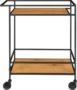 Moderner Bar-Rollwagen Barwagen LEVEN Schwarz + Eiche-Look Regalböden -Haushaltswaren Store d83344a47f7f80de2b859572fb8bf95a