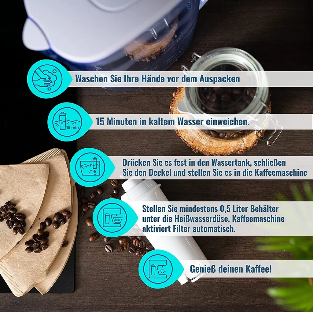 6x Wasserfilter + Delonghi 500ml EcoDecalk Entkalk Von Wesper Kompatible Mit DeLonghi ECAM 45.366.B 8 6x Wasserfilter + Delonghi 500ml EcoDecalk Entkalk Von Wesper Kompatible Mit DeLonghi ECAM 45.366.B – Bild 6