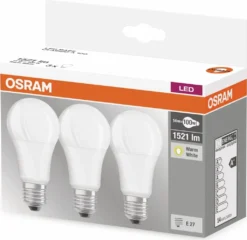 Osram LED-Lampe BASE C60, E27, EEK: F, 14W, 1521 Lm, 2700 K, 3 Stück -Haushaltswaren Store dc85b95e6d97daa7db3d8b98fa95e55a