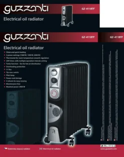 Guzzanti GZ411BTF, Öl-Heizlüfter, Öl, Indoor, Flur, Schwarz, Drehregler -Haushaltswaren Store dccc60293d9e1f026aae350284576a25