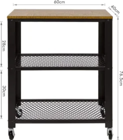 Meerveil Retro Servierwagen, 3 Ebenen Küchenwagen, Rollwagen Auf 4 Rollen, Küchenregal Aus Holz Und Metall, Für Küche Und Wohnzimmer, Vintagebraun-schwarz -Haushaltswaren Store dd34de2b6af3f4a180116c6ce75eeec4