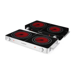 Klarstein VariCook Duo - Doppel-Infrarotkochplatte, Dual-Kochfeld, 3000 Watt Leistung, Aluminium-Gehäuse, Glaskeramik-Platte, Überhitzungsschutz, Tragegriffe, Silber -Haushaltswaren Store dedbc04afe7d78c5a6313142bcd94210